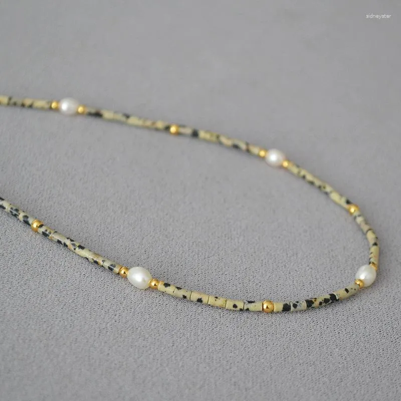 Choker LONDANY Halskette Europäische und amerikanische Retro-Kuhmuster-Punkt-Stein-Perlen-Perlen-Schlüsselbeinkette