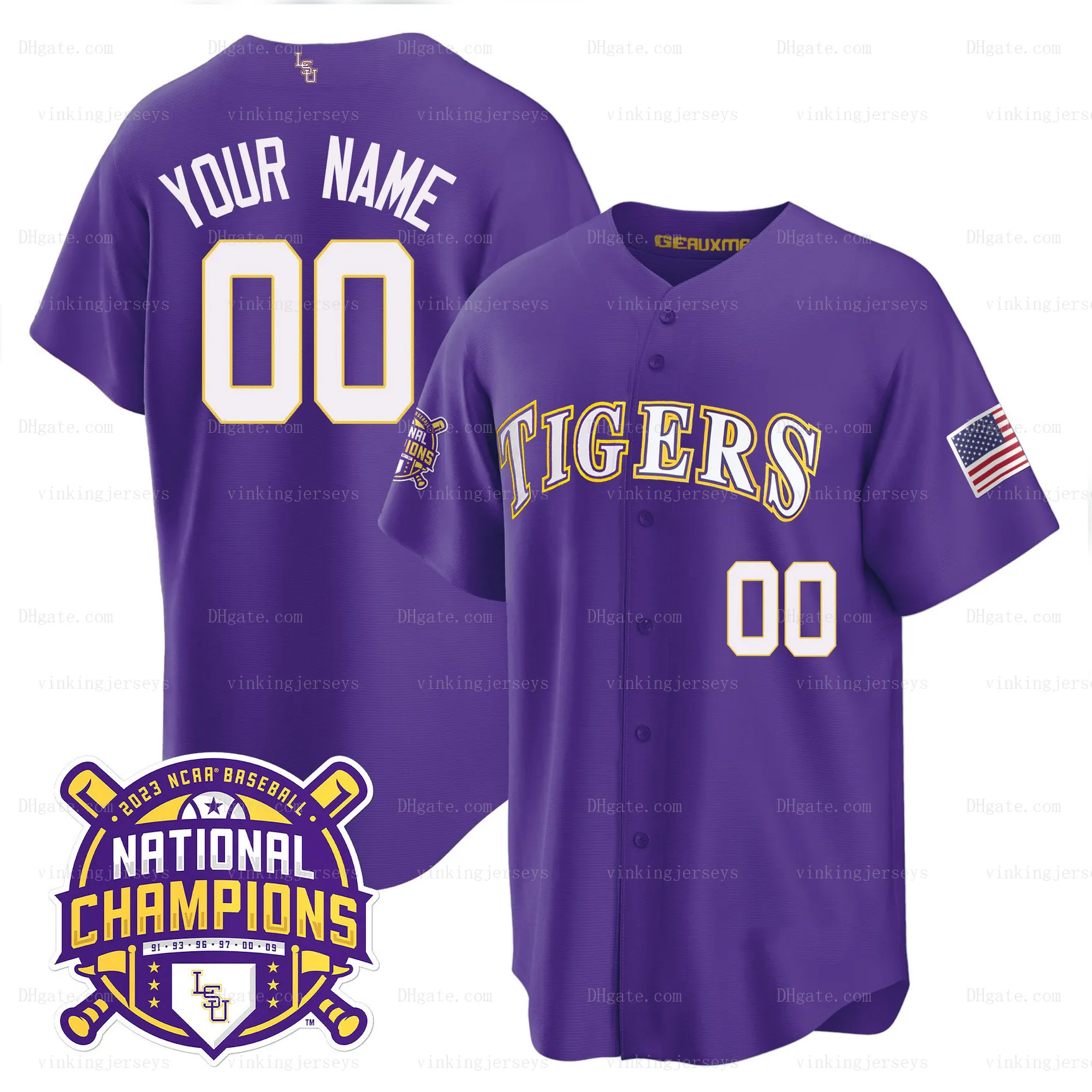 LSU Tigers Baseball Jersey 2023 College World Series Champions Mens Short Sleeve Breathable Polyester White Baseball Jersey From Vinkingjerseys 19.04 DHgate.Com