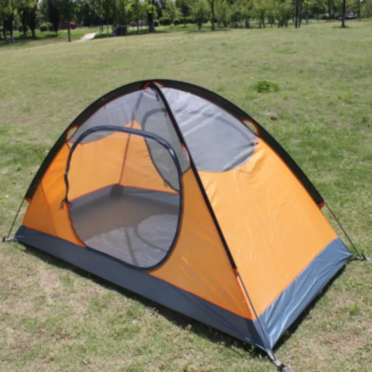 Tente de camping en plein air haut de gamme pour personne seule à double porte en aluminium tente de camping en plein air tente anti-pluie HW77