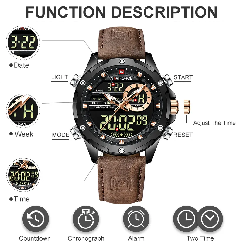 Naviforce Digital Military Watch Waterproof LED Quartz Clock For Men Sporty Masculine Timepiece 230802 From Lang05 11.36 DHgate.Com