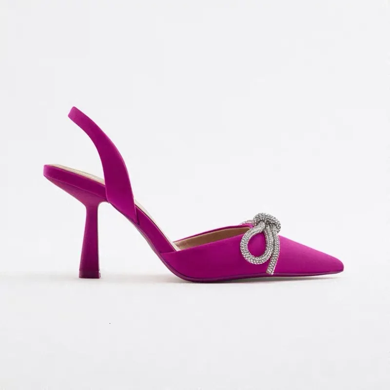 Sandały damskie buty spiczaste palec palec nagi różowy różowy buty z niska obcasy backbape buty damskie buty 230802