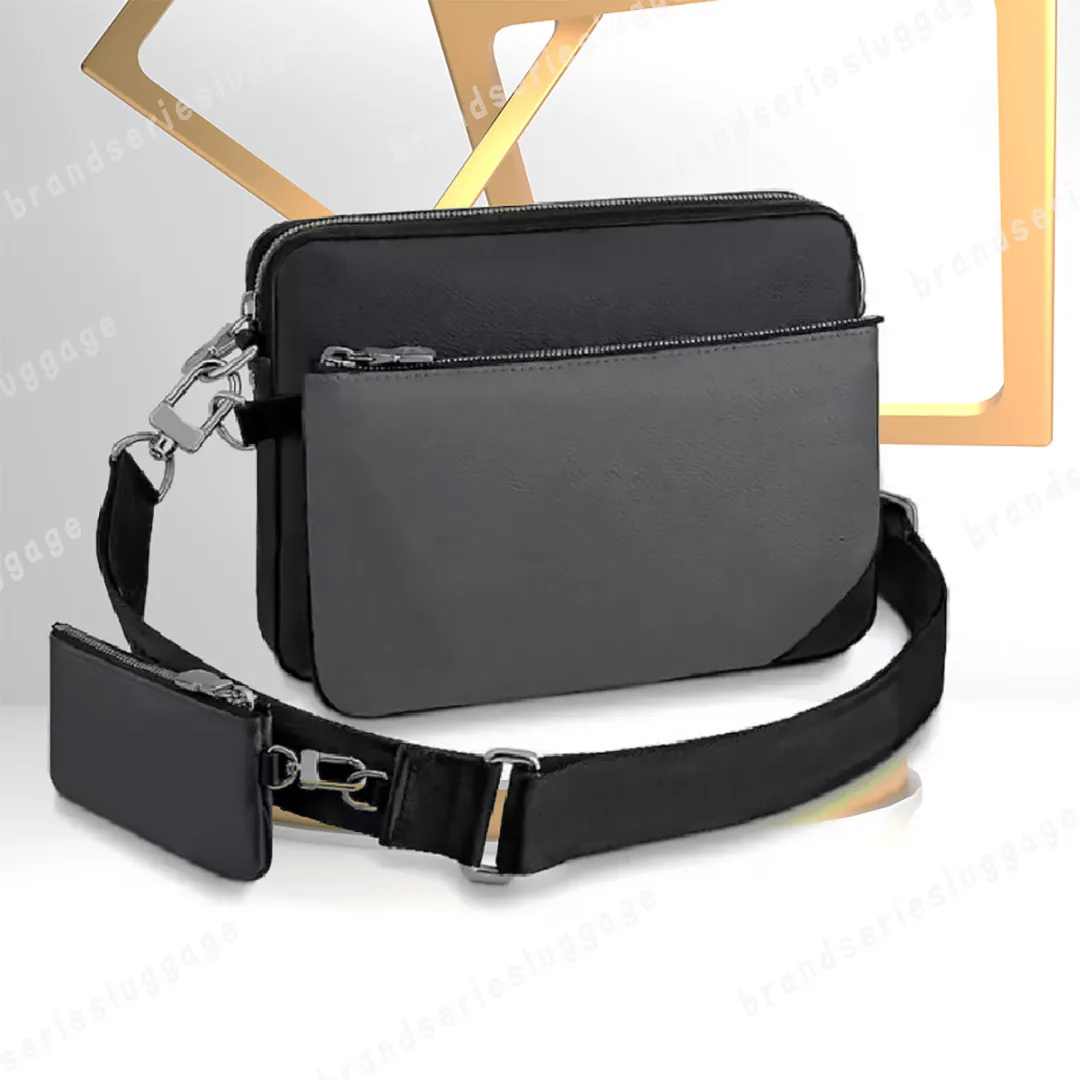 Ny 2023 plånbok herr messenger väska designer axel väskor läder emboss blommor mode väska gentleman tillbehör 3 st crossbody väska man lyxhandväska handväska