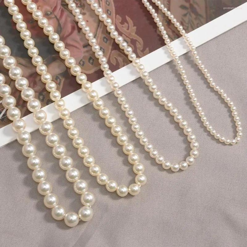 Chains Pearl Necklace Perfect Round For Women Winter Sweater 4mm 6mm 8mm 10mm