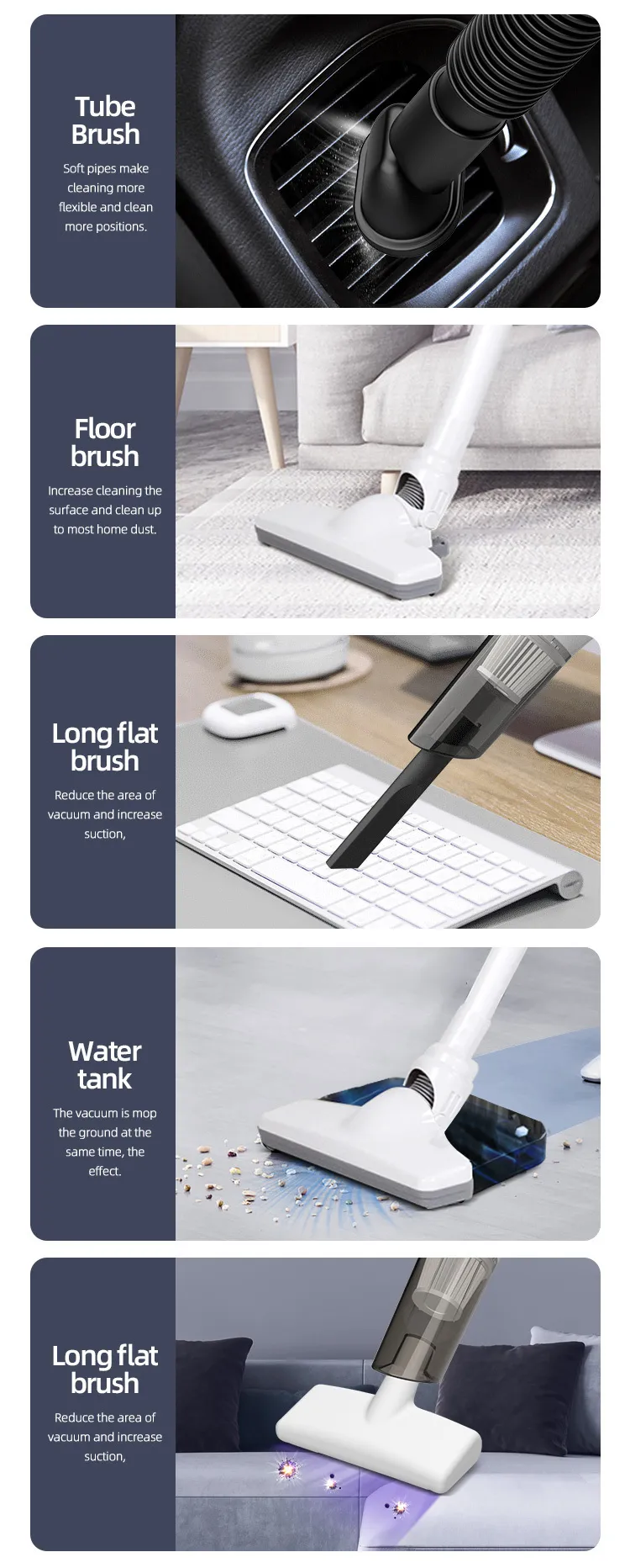 Rechargeable 5 In 1 Cordless Corded Stick Vacuum Sweeper For Home S9D