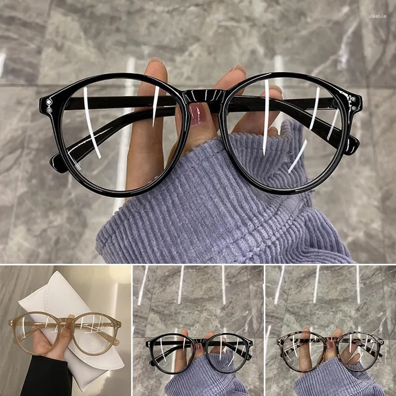 Zonnebril Unisex Retro Bril Platte Lens Dikke Ronde Full Frame Stijlvolle Lenzenvloeistof Decoratieve Oog Dragen Pograph Props D88