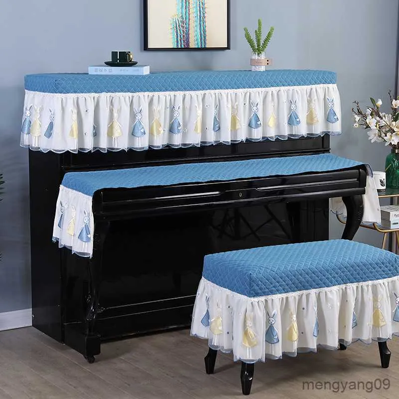 Dust Cover New Cartoon Piano Dust Cover Simple Decorative Piano Bench Cover Piano Key Cover Towel Chair Keyboard Covers Household Home R230803