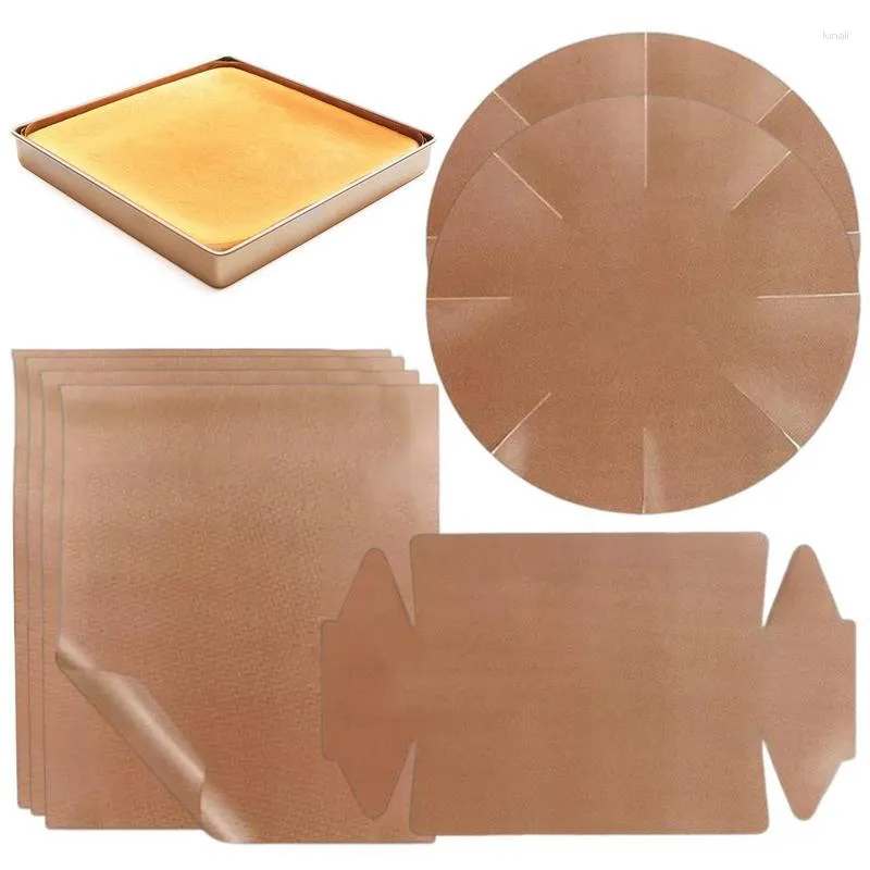 Ustensiles de cuisson Outils Feuille de cuisson Doublure antiadhésive pour moule à gâteau Ensemble de tapis pour planche à pâtisserie en papier Rectangle rond sac à pain irrégulier Sans danger pour les aliments