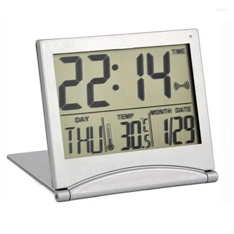 طاولة الساعات قابلة للطي LCD Digital Alarm Flip Clock Desk التقويم الدائم تقويم درجة حرارة محطة Travel Ectronic للمنزل