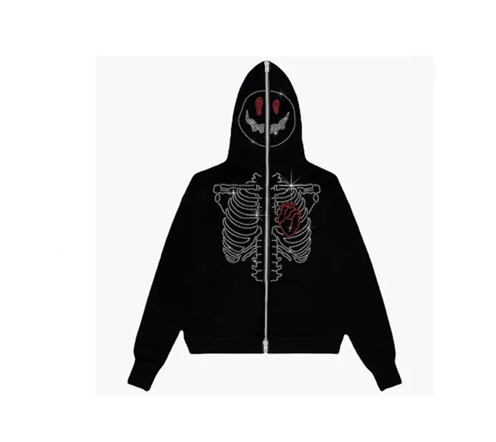 2023 primavera e outono nova europa suéteres estampados fashion personalizados cardigã casual hip-hop jaqueta de aranha com zíper de metal M-XXL