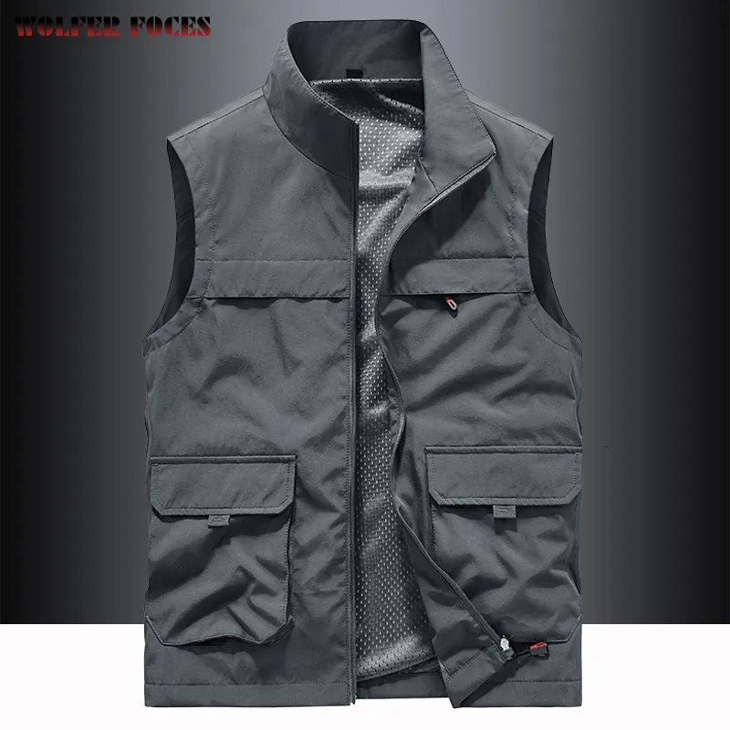 Men's Vests Outdoors Men's Waistcoat Camping Vests Pography Coat Fishing Vest Elegant Man Cardigan Climbing Work Sleeveless Biker 230803