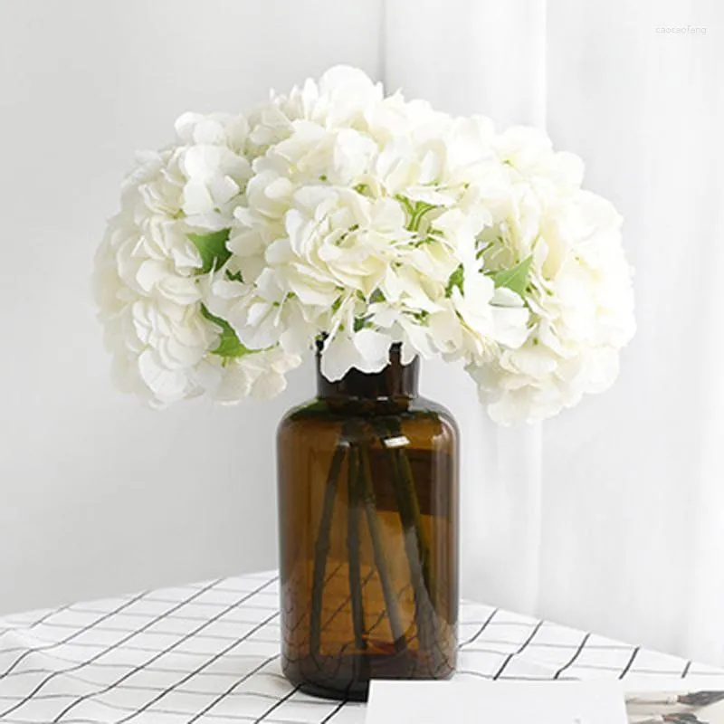 Decorative Flowers 34cm Height Silk Flower Hydrangea Artificial Bouquet For Home Wedding Decoration Indoor Marriage Party Supply