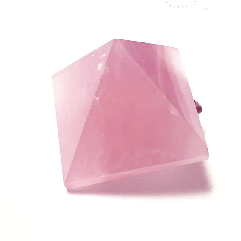 Drop Shipping 4cm Natural Rose Crystal Pyramid Pink Quartz Stones Reiki Healing Home Office Decoration grossistprodukt