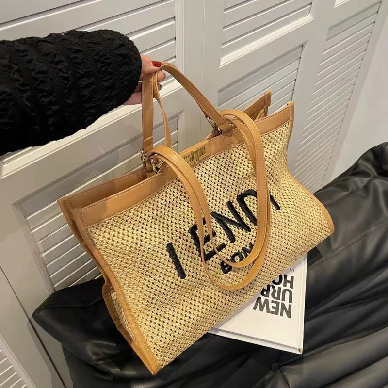 5A Beach Bags One Shoulder High-capacity Straw Bag Fashion Tote Women's Versatile Portable Weaving Season