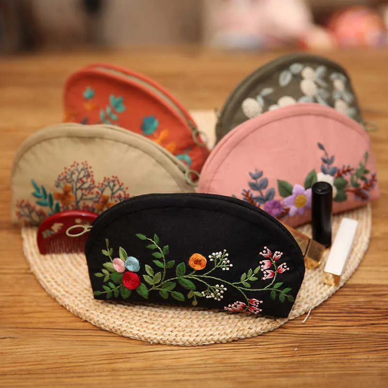 Chinese Style Products DIY Embroidery of Pencil Case Cosmetic Bag Flower Pattern Printed Cross stitch kits Sewing Art Needlework Handicraft Gift