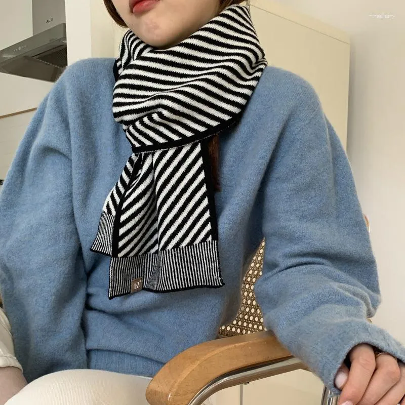 Foulards Design Diagonal Stripe Décoration Chaud Cachemire Écharpe Pour Femmes Mode Neckercheif Long Maigre Tricoté
