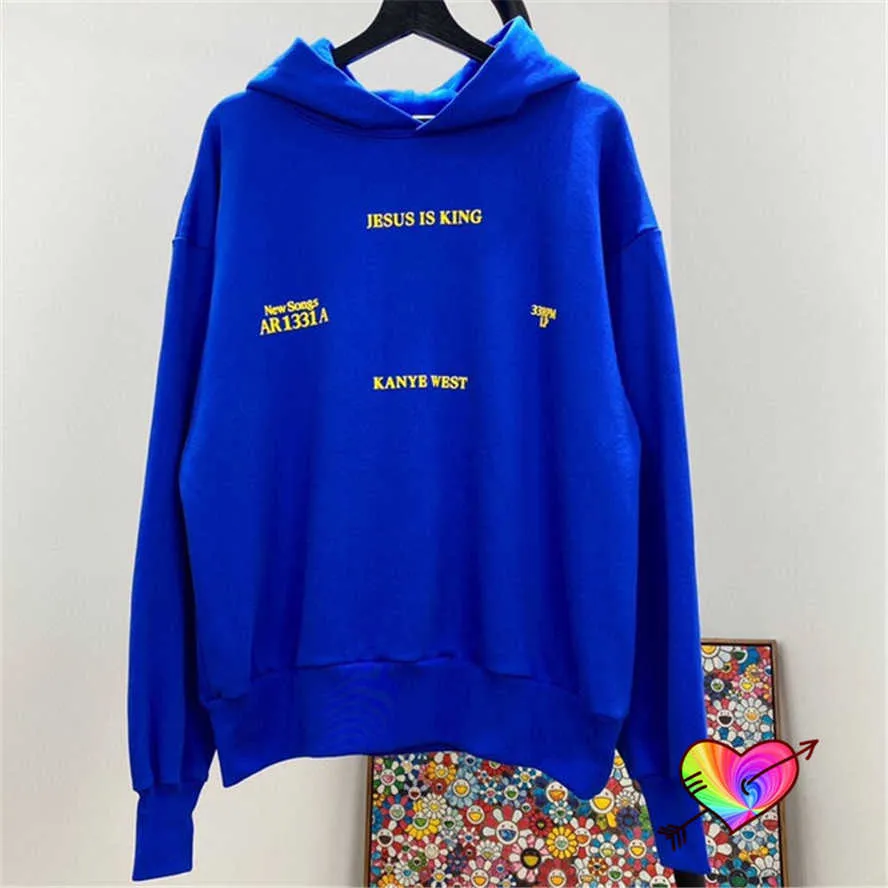 2022 Blue Jesus Is King Oversized Puff Print Hoodie For Men And 