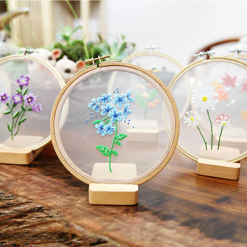 中国のスタイル製品DIY刺繍透明なファブリック針の初心者の花のためのクロスステッチ