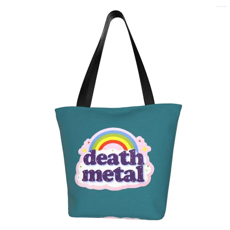 Сумки для покупок Custom Rock Music Music Metal Canvas Bag Женщины многоразовые продуктовые магазины Shopper Tote