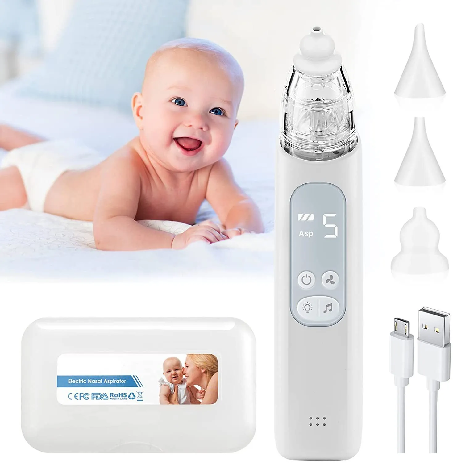 New Rechargeable Baby Nose Cleaner Silicone Adjustable Suction Children  Nose Aspirato