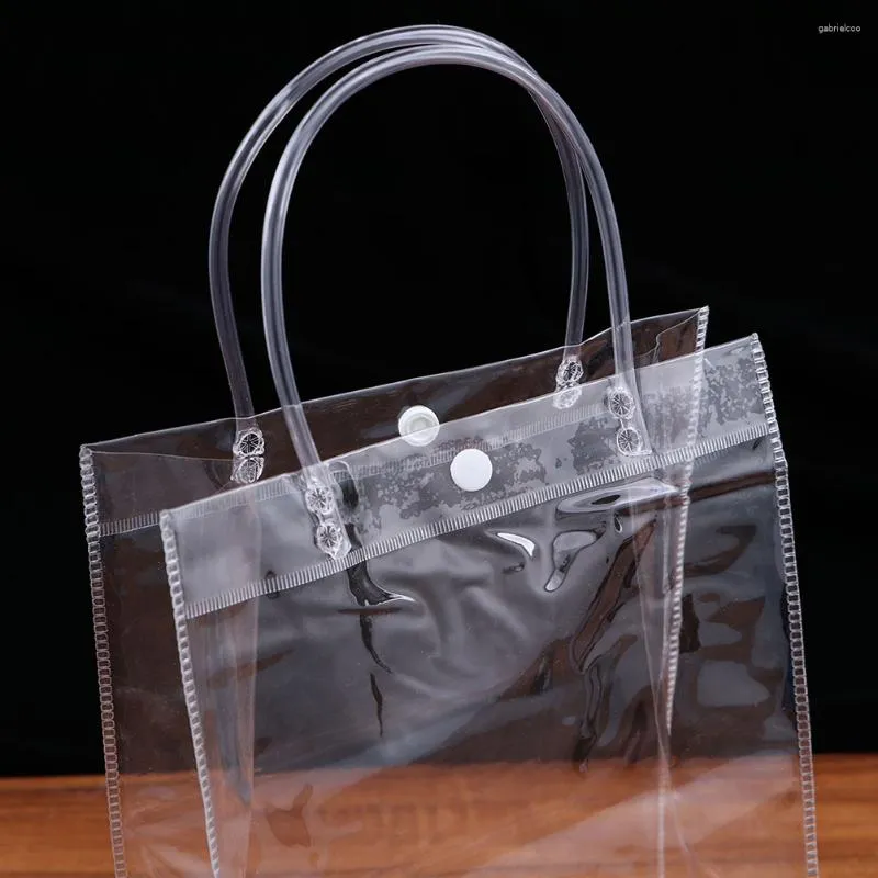 Gift Wrap 24 Pcs Food Plastic Totes Outdoor Bag Small Clear Bags Welcome Wedding Guests Bulk Transparent Handles Gifts Pvc Miss