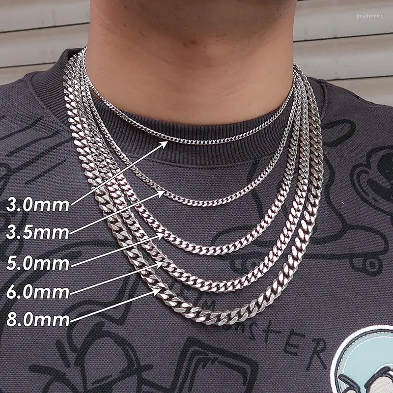 Chains Stainless Steel Cuban Link Necklace For Men Women Tarnish