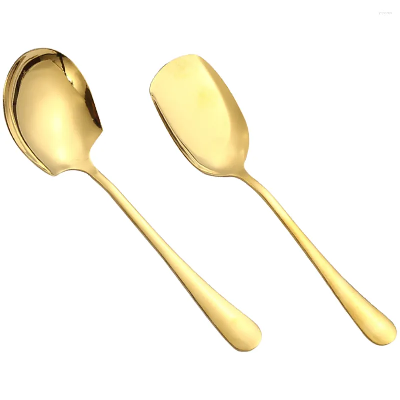 Ensembles de vaisselle 2 pièces cuillère mâle cuillères à expresso servant une soupe de riz salade en métal en acier inoxydable