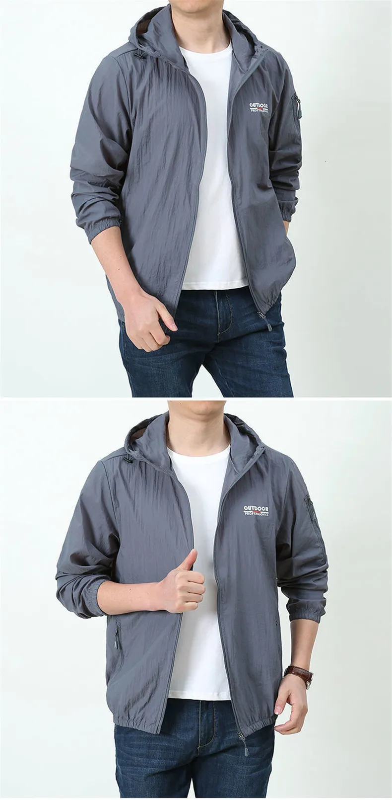 【BAON】[unisex] Smedin Hood Long Field Jacket LINGGINL Men'S Jacket Zip-Front Mid-Weight Mens Rain Hoodie
