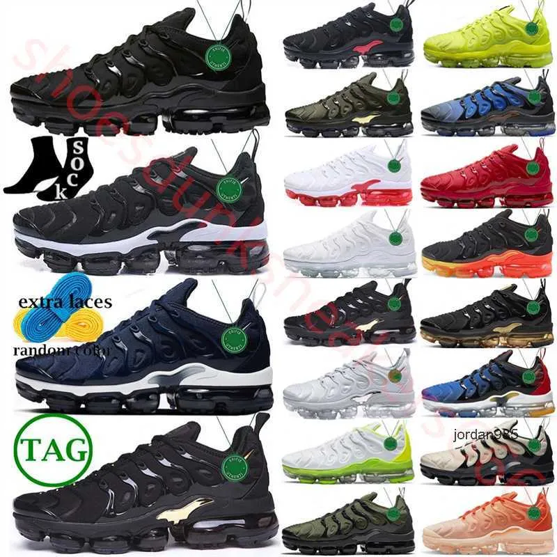 2024 Tn plus running shoes men women triple black white x bubblegum yolk cherry cool grey neon olive pure platinum dark blue trainers sneakers sports shoe size 36-47