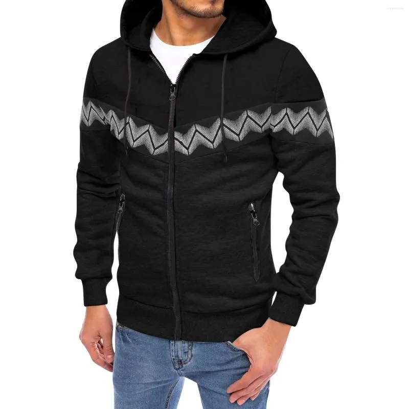 Men's Hoodies Full Zip Hoodie Solid Color Jacket Coat Polka Dot Zipper Sweatshirt Tactical Top Black Sweater Long Sleeve Blue Gray Blac