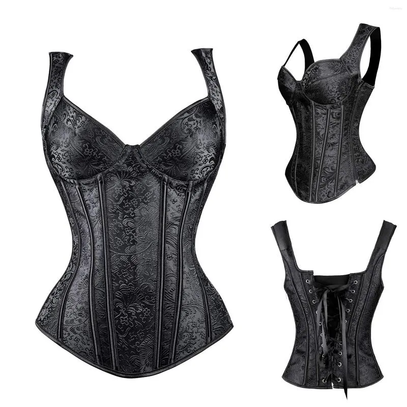 Femmes Shapers Rétro Steampunk Corset Gilet Sexy Gothique Overbust Top Bretelles À Lacets Dos Bandage Corsets Et Bustiers Minceur