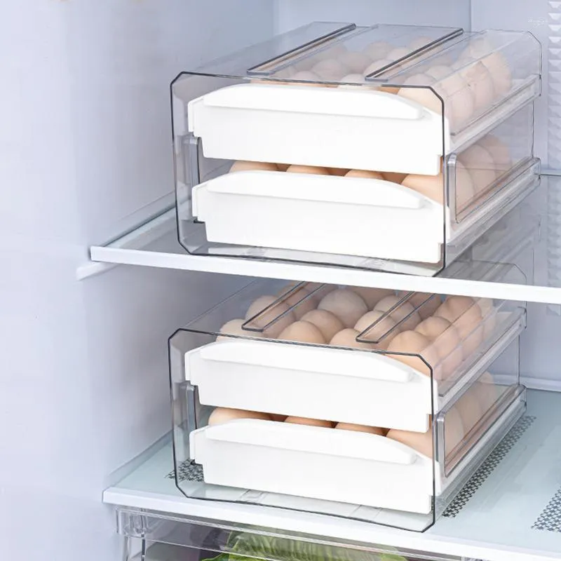 Porta-ovos para geladeira de armazenamento de cozinha economiza espaço e é feito de material durável de alta qualidade Exibição de ovos Rack Organizador de contêineres