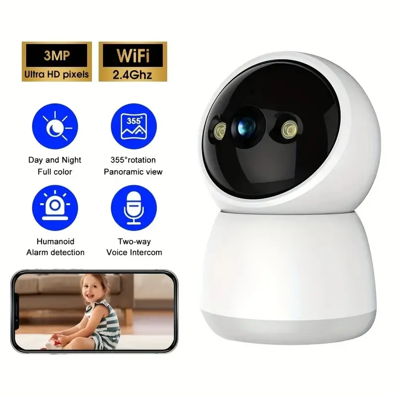 3MP IP WiFi Camera Surveillance Beveiliging Babyfoon Automatische Human Tracking Cam Full Color Nachtzicht Indoor Video Camera