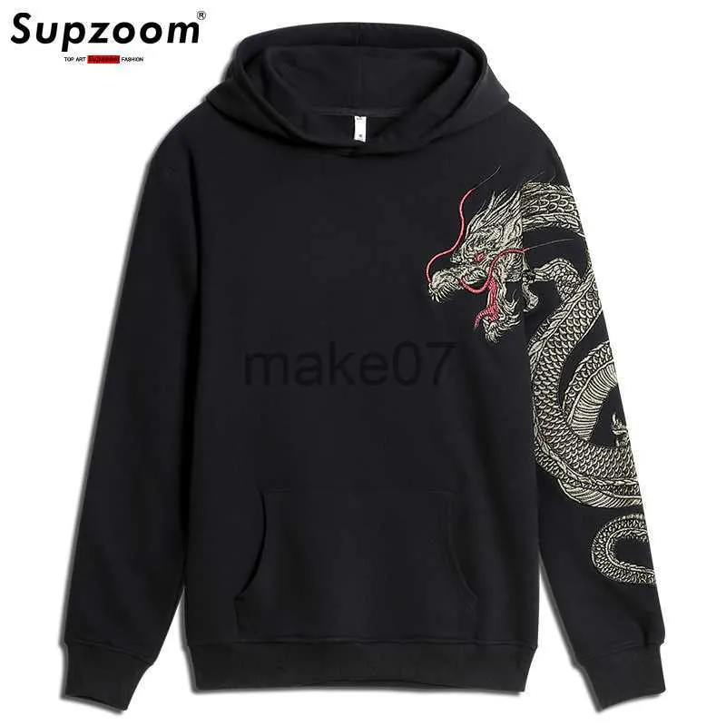 Hoodies للرجال Swegshirts supzoom أعلى الموضة الربيع فضفاضة وخريف وصول جديد التنين التطريز النمط الصيني شعبية هوديز الحيوان القطن غير الرسمي J230803