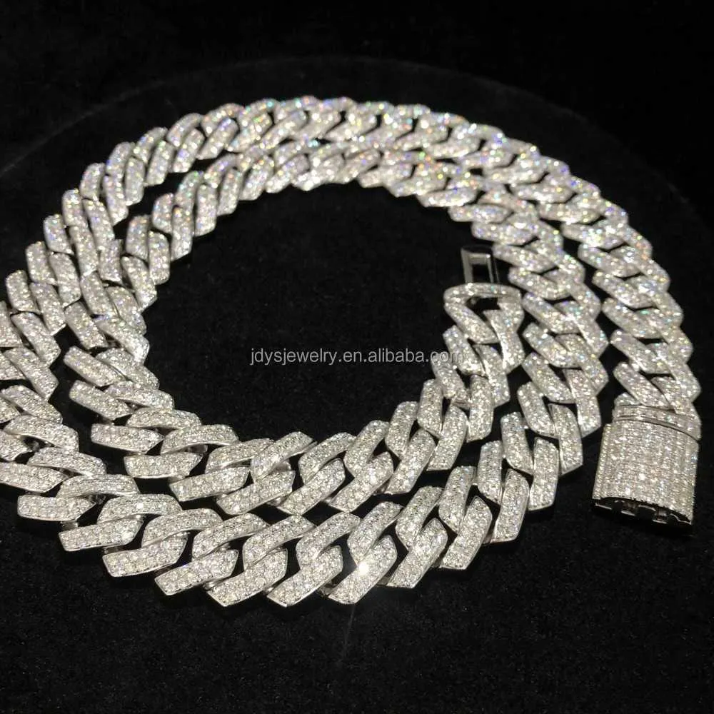 Fine Jewelry Hip Hop 925 Sterling Silver Vvs Moissanite Diamond Iced Out 14mm Miami Cuban Link Chain Collana da 22 pollici per uomo