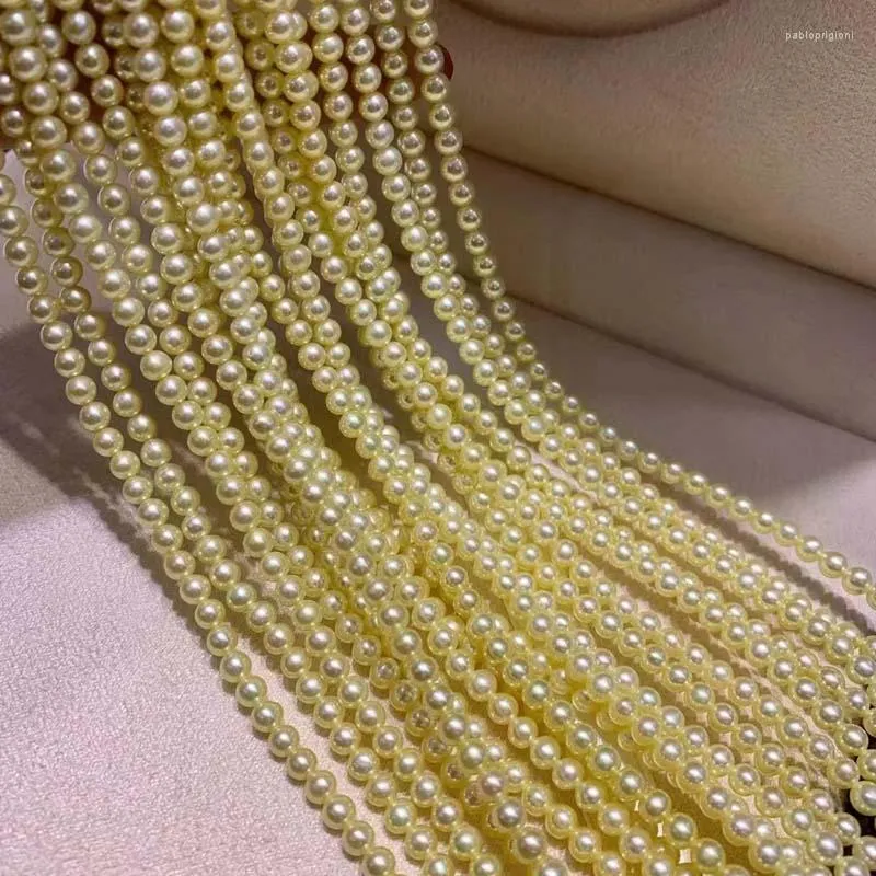 Подвески Hengsheng Luxury 4mm Seawater Akoya Round Pearl Women Ожерелье высокое блеск менее недостаток благородных банкетов свадебные украшения для Lady 2023