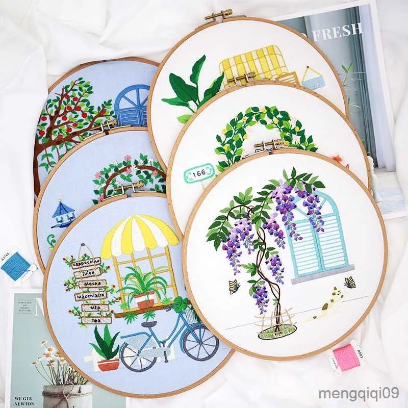 Chinese Style Products Decoration Paintings Embroidery Flowers DIY Embroidery Materials Package Beginners Cross Stitch Embroidery Sewing Supplies R230803