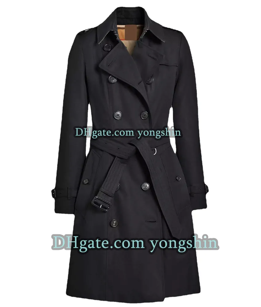 Femmes Trenchs Manteaux Vêtements d'extérieur Coupe-vent long Manteau imperméable Manteau à carreaux à double boutonnage de meilleure qualité Manteaux kaki Manteau de vent de mode Plus la taille Vêtements sss