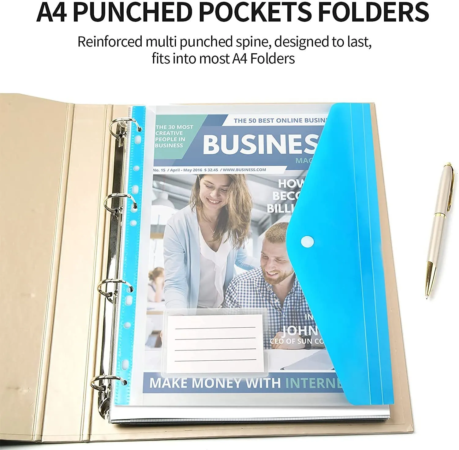 12 Pack Plastic Wallets A4 File Folders Plastic Transparent Document - View #10
