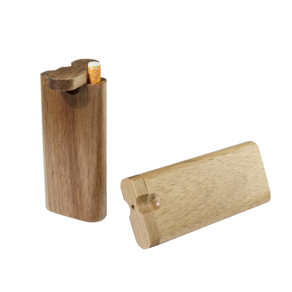 Wooden Cigarette Box Pipe Handmade Wood Dugout with Ceramic Pipes Cigarette Filters Storage Box Smoking Accessories