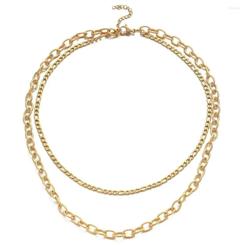 Kedjor Minamamastainless Steel Multi-Layer Spiral Figaro Link Chain Necklace For Women Choker Collar Hip Hop smycken gåva