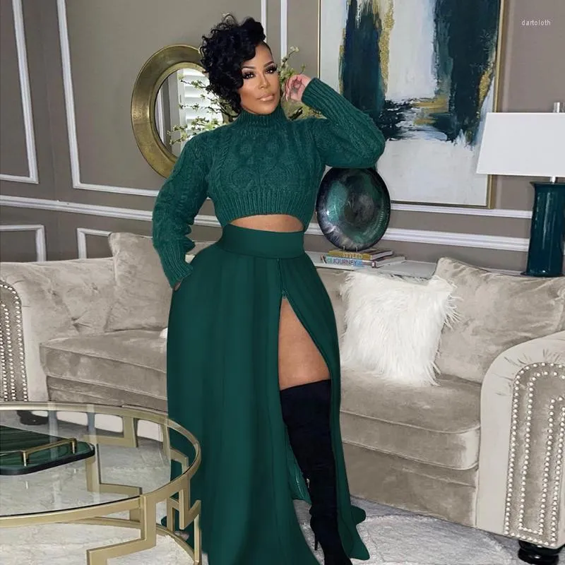 falda larga con abertura lateral