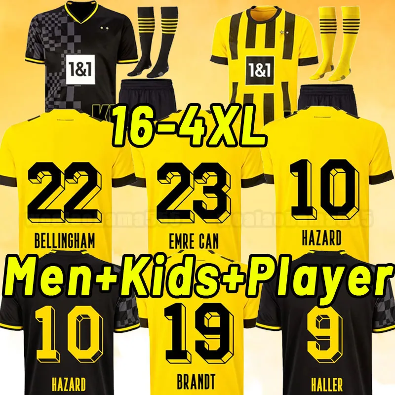 Fãs jogador 2023 2024 camisas de futebol Dortmund Borussia F.NMECHA KAMARA 2023 2024 camisa de futebol REUS BELLINGHAM HUMMELS REYNA BRANDT masculino kit infantil maillot de foot S-4XL