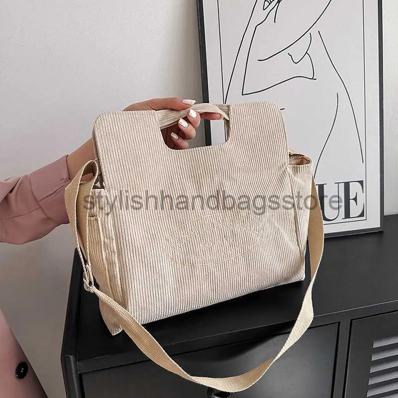 Shoulder Corduroy large capacity fashionable printing handbag 2023 spring summer new ocean style single shoulder messenger tote bagstylishhandbagsstore