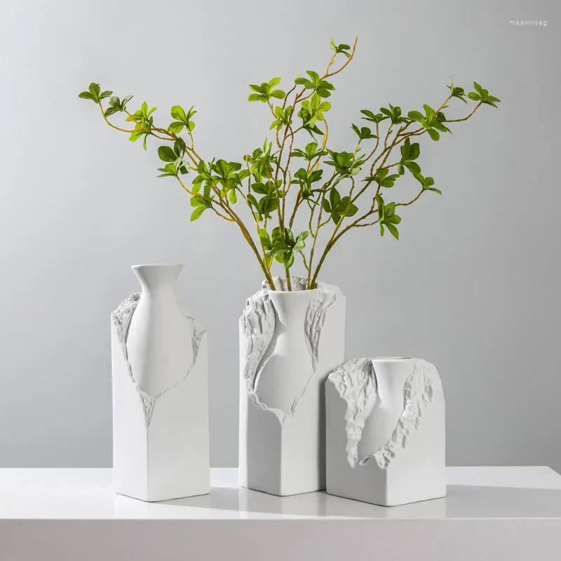 Vases Plaine Embryon Ins Vent Céramique Artisanat Vase Nordique Net Rouge Relief Porcelaine Art Simple Arrangement De Fleurs