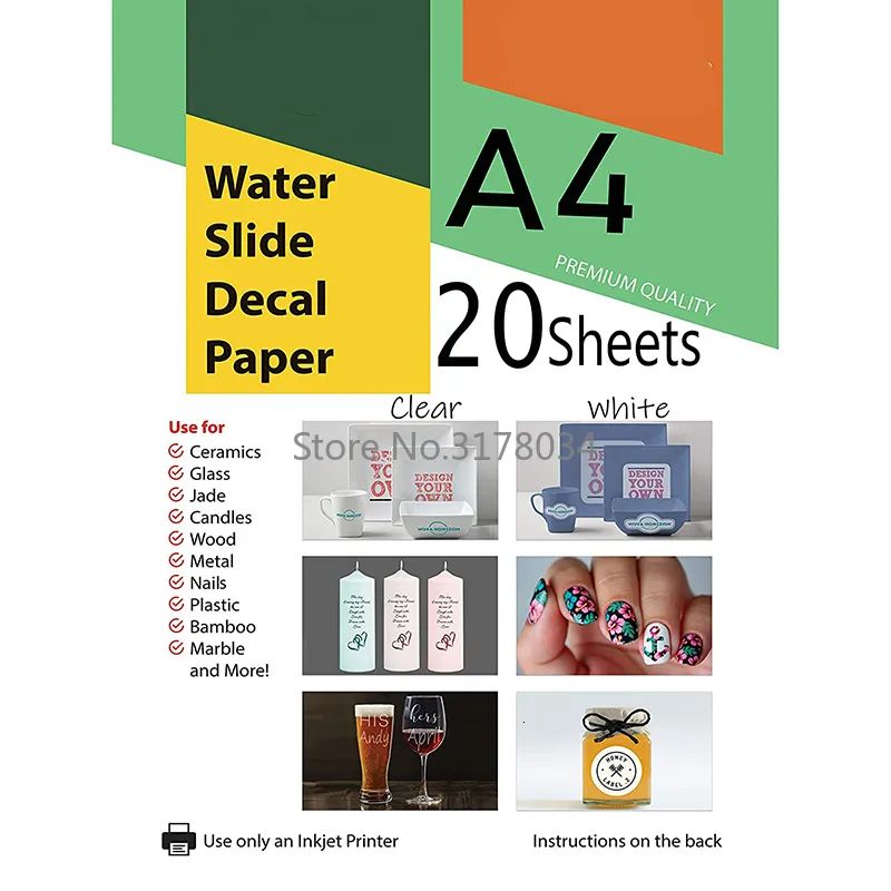 Blocos de notas transparente Waterslide Decal Paper para impressora jato de tinta A4 Water Slide Transfer imprimível em alta resolução DIY Design Cup 230804
