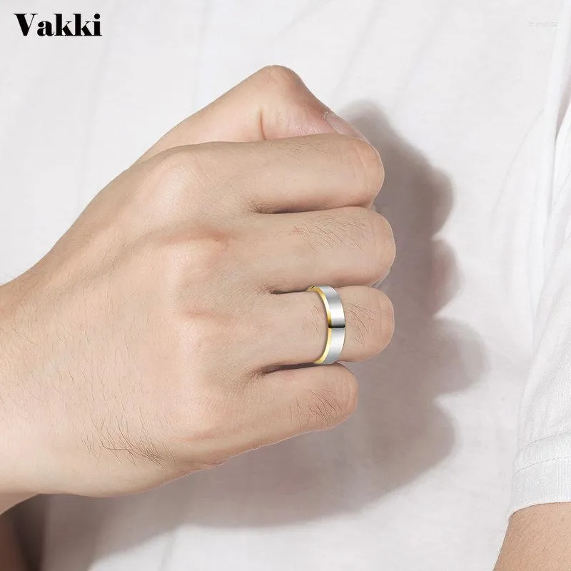 Anillos de boda VAKKI, anillo de carburo de tungsteno de 6mm, oro rosa, cúpula de acero para mujer, joyería de moda biselada