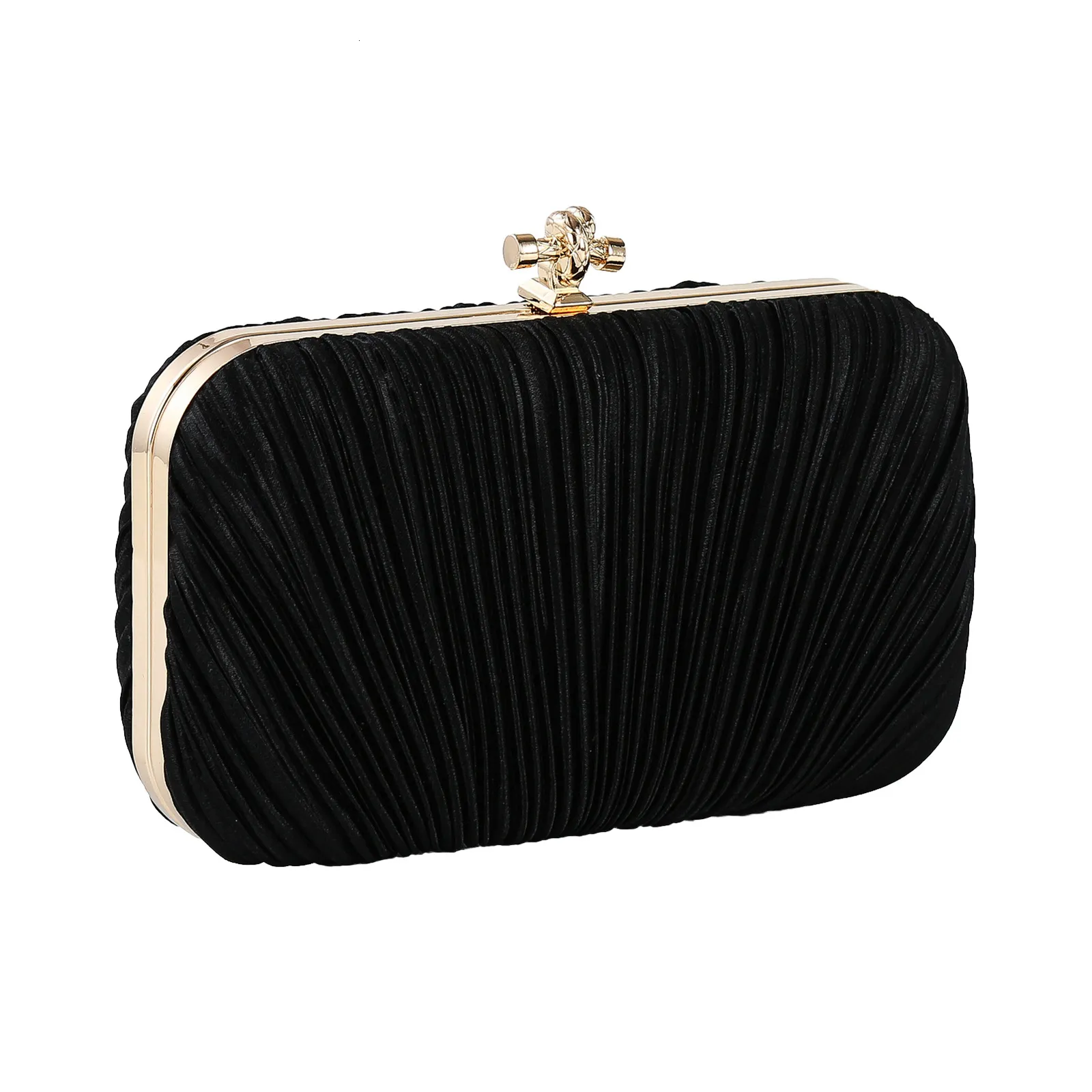 Evening Bags Women Bag Elegant Bridal Formal Wedding Party Clutch Purse Chain With Buckle Gift Glitter Pleated Portable Rectangle 230803