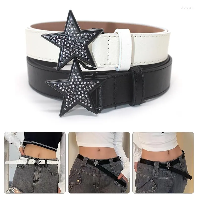 Belts Rhinestone Star Chic Belt For Women Aesthetic Y2k Streetwear Vintage Punk Jeans Pants Decor Kpop Korean Female Trend