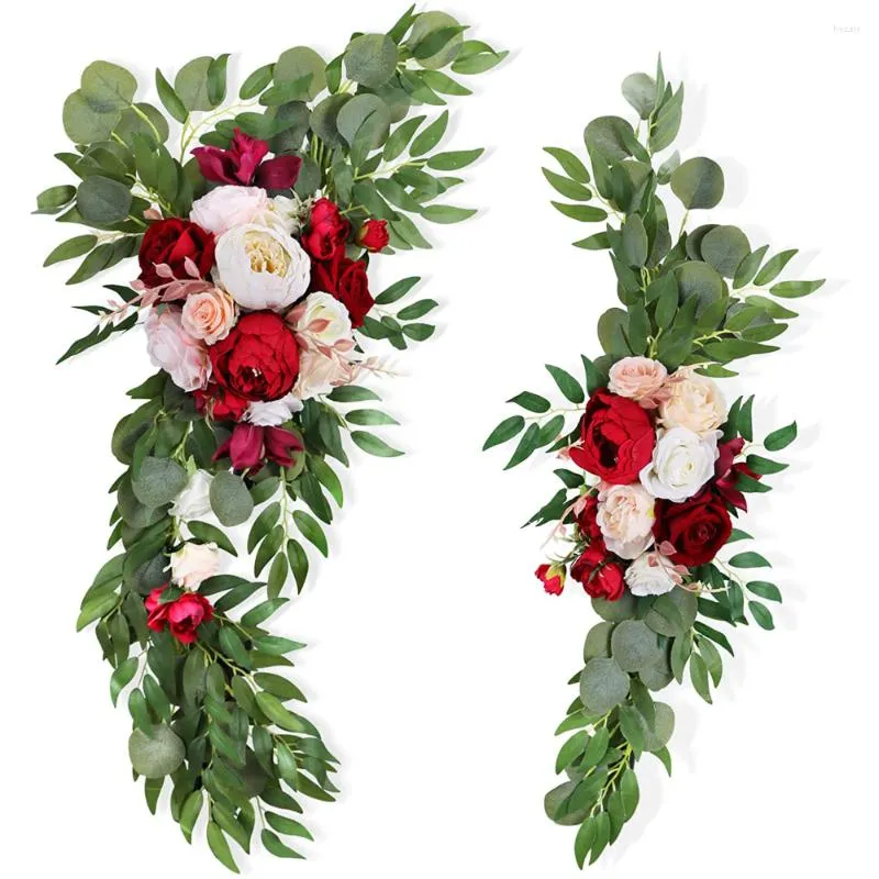 Flores decorativas 2 peças arco de casamento de 33,5 polegadas flor artificial guirlanda para porta decoração floral