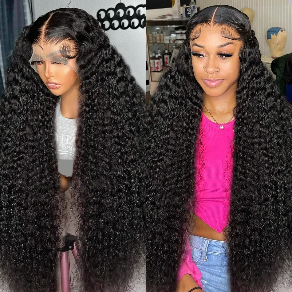 HD Deep Wave 13x6 Lace Frontal Wig 30 40 Polegada 250% Encaracolado 360 Full Lace Front 5x5 Peruca sem cola pronta para usar para cabelo humano feminino